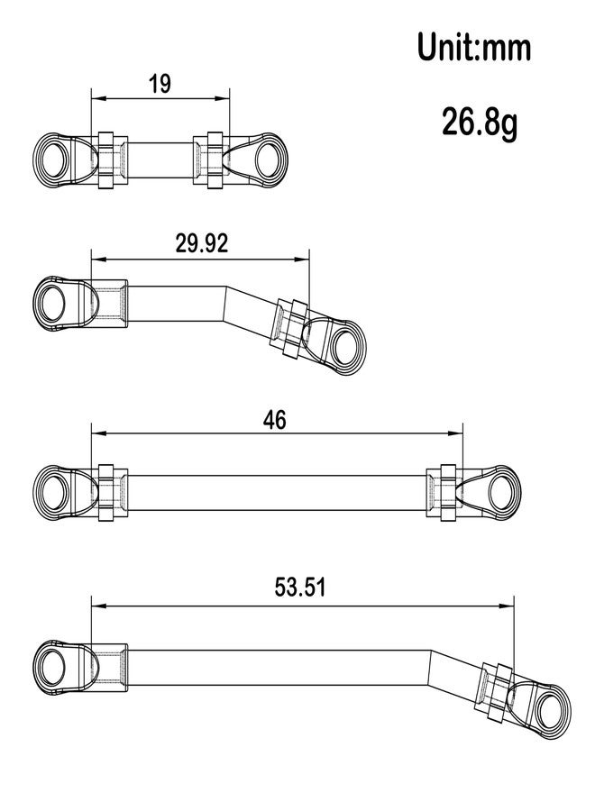 MEUS RACING مجموعة وصلات هيكل وتوصيلات توجيه معدنية عالية الخلوص من MEUS Racing SCX24 لسيارة الزحف Axial SCX24 Lexus GX470 1/24 RC (مصنوعة من سبائك التيتانيوم) - Image 2